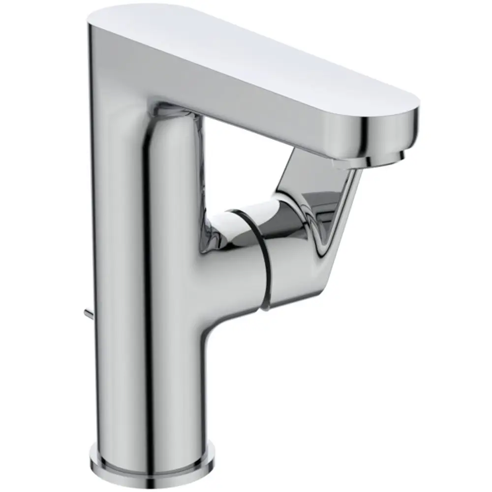 Waschtischarmatur in chromfarbenem Design von Ideal Standard, mit einer modernen Form und einem ausgestellten Auslauf. Ideal für den Einsatz in Badezimmern.